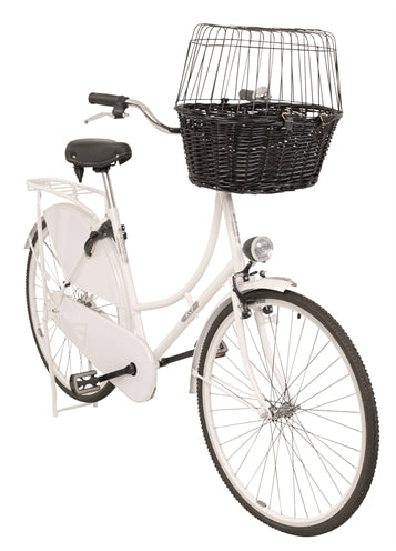 Trixie cesta delantera para bicicleta willow negro con cojín y capota