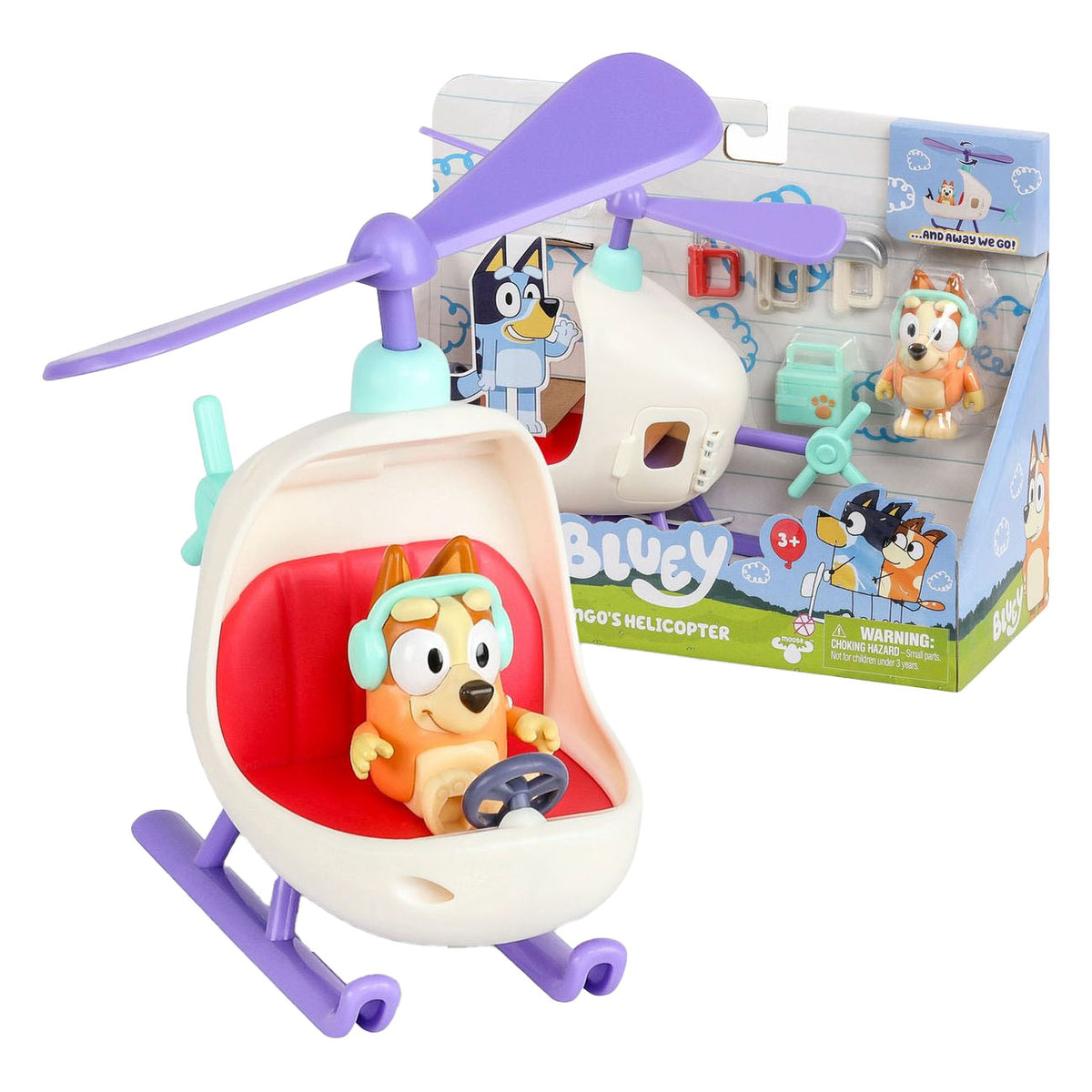 Moose juguetes bluey helicóptero bingo jugando figura