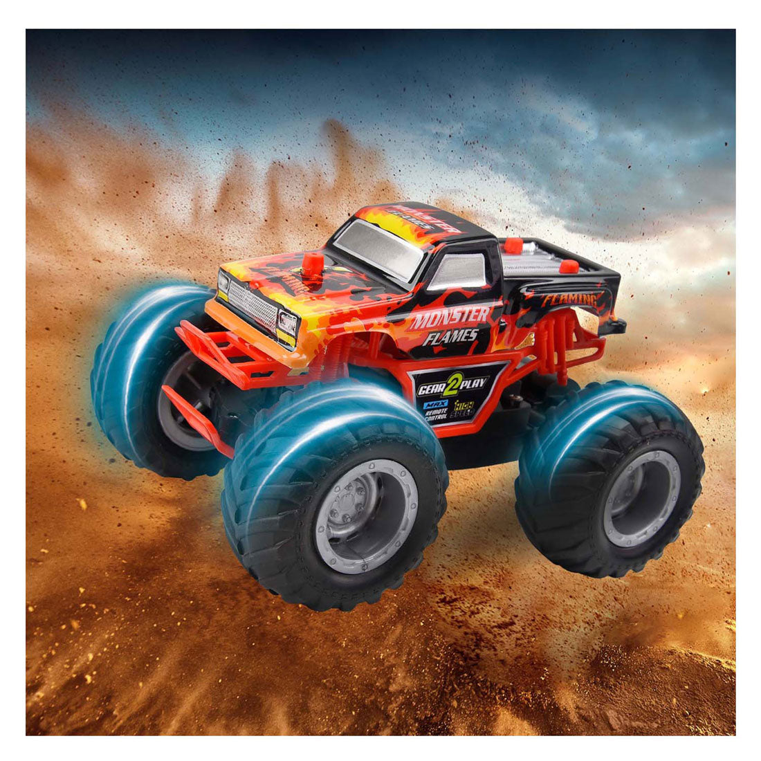 Gear2play rc monster flames monster truck 1:24 - ruedas grandes