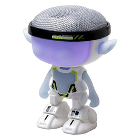 Robot parlante talkimon iluminado en plata