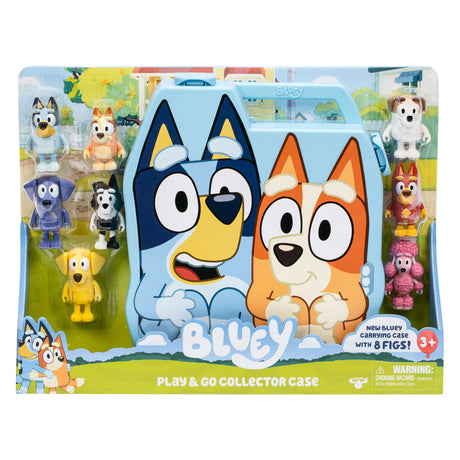 Moose Toys bluey play go maleta con 8 figuras de juego