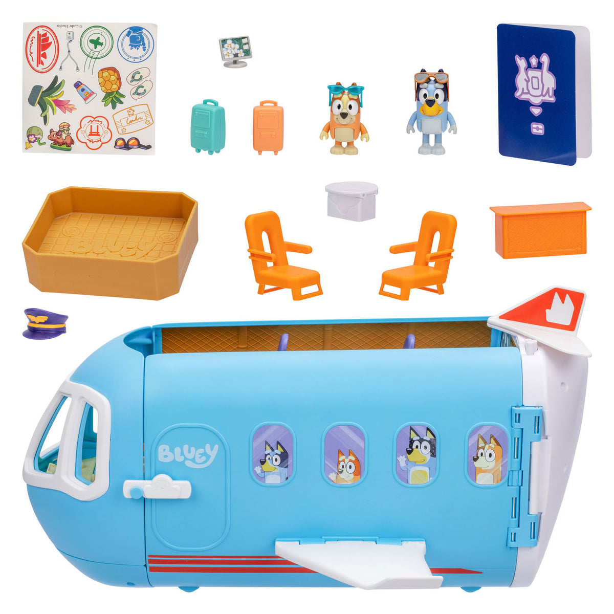 Moose Toys avión bluey 3 en 1 con 2 figuras de juego