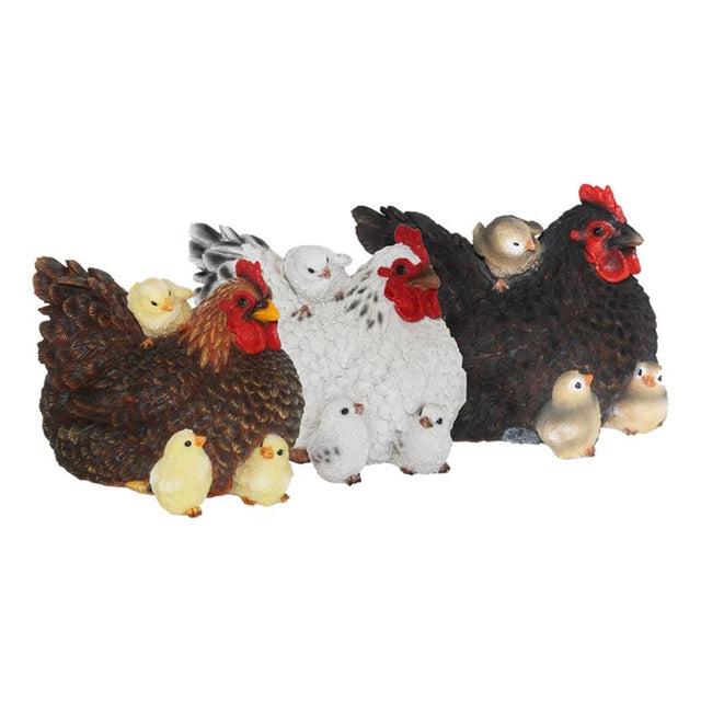 Estatua de jardín de diseño de Esschert de una gallina acostada con pollitos