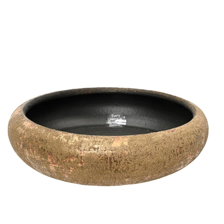 Decoris schaal terracotta met glitter ø24x6cm goud