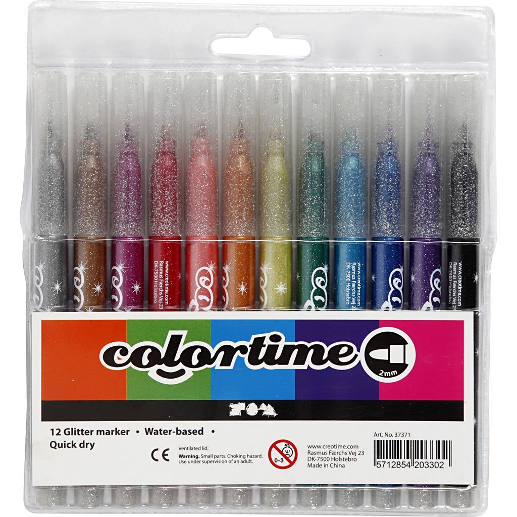Colortime https: www.cchobby.nl -glittersticks-espesor de línea-2-mm-varios-colores-12-piezas-1-caja