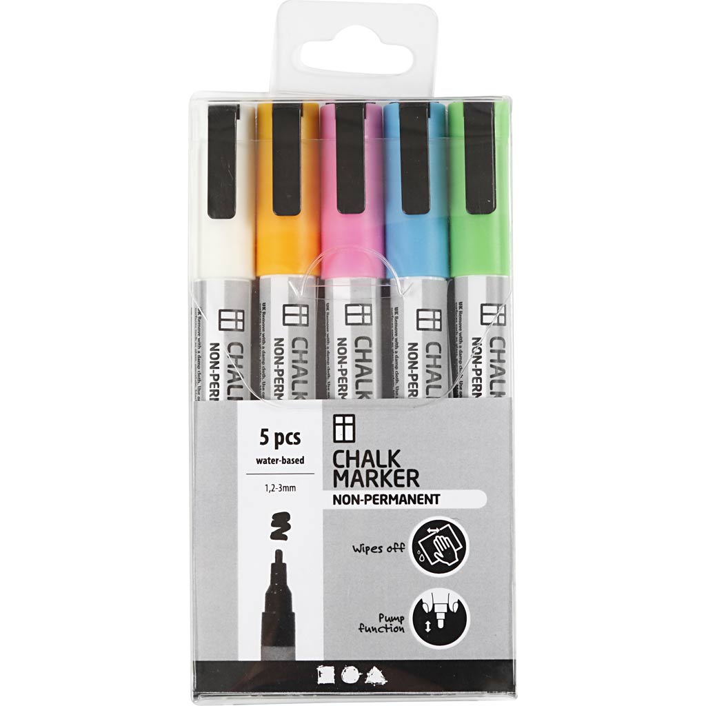 Empresa creativa https: www.cchobby.nl marcadores de tiza-espesor de línea-1-2-3-mm-colores-fuertes-5-piezas-1-caja