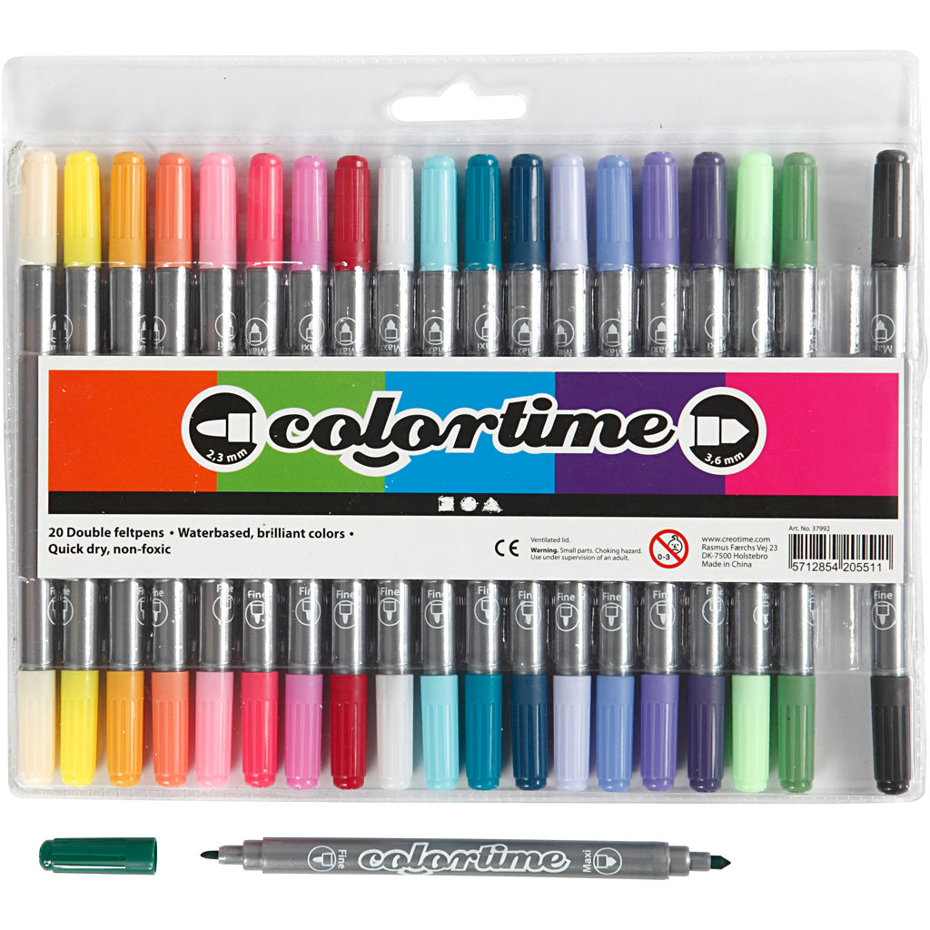 Creotime https: www.cchobby.nl colortime-doble-punta-linea-espesor-2-3-3-6-mm-extra-colores-20-piezas-1-caja