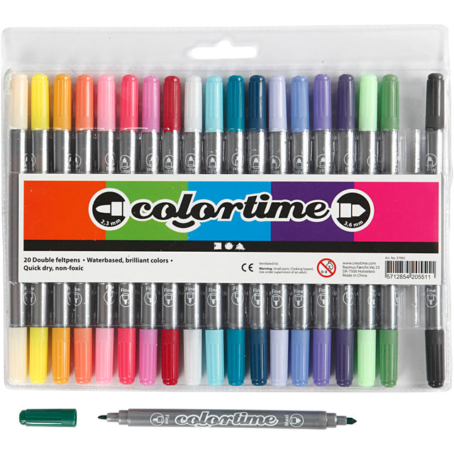 Creotime https: www.cchobby.nl colortime-doble-punta-linea-espesor-2-3-3-6-mm-extra-colores-20-piezas-1-caja