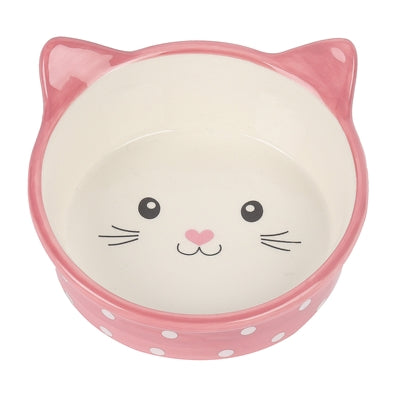 Comedero para gatos Happy pet polka rosa crema