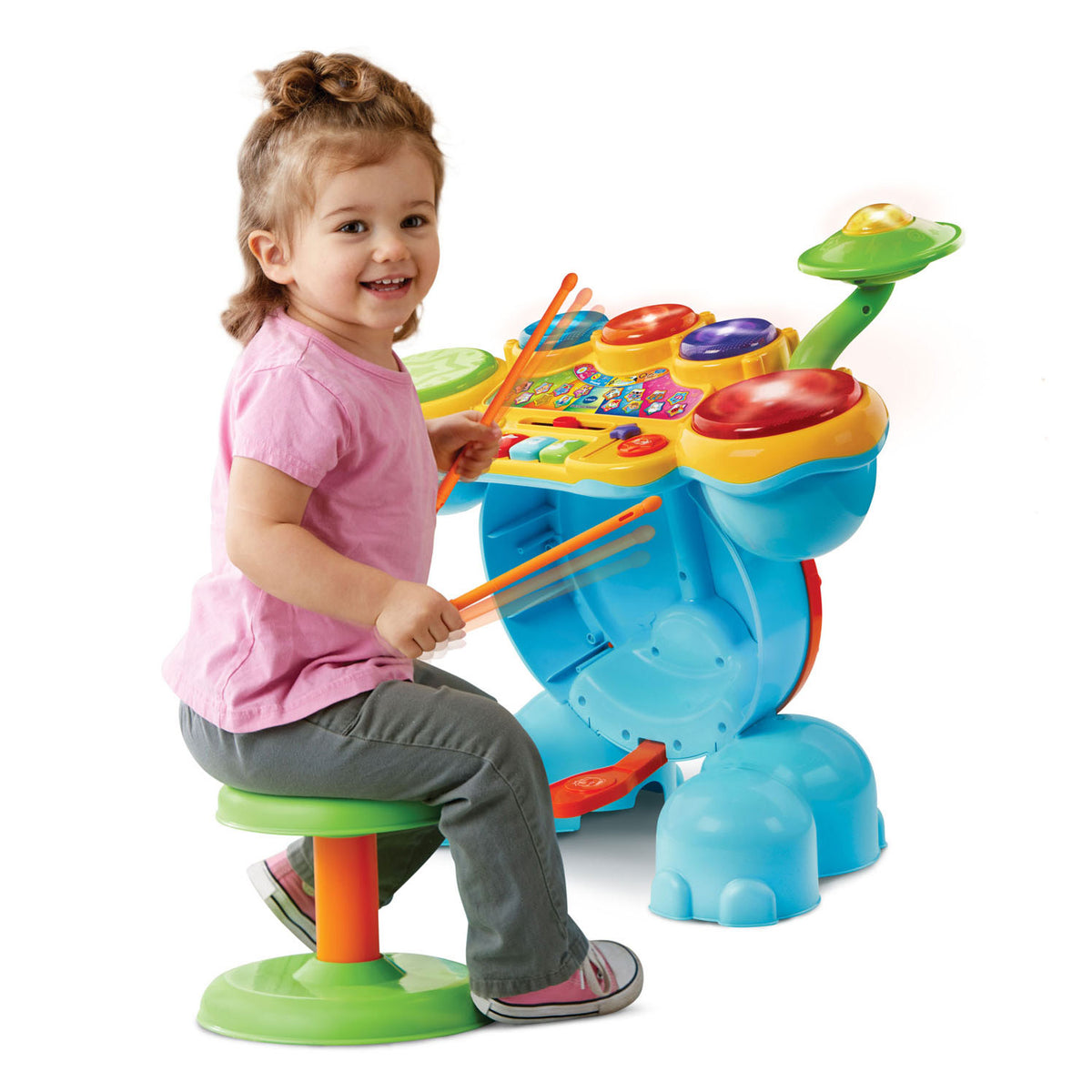 Batería vtech rock cuero - juguetes educativos bebe - sonido y juegos - instrumento musical bebe
