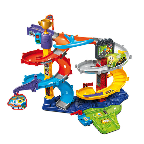 Vtech toot toot cars tornado stunt park - pista de autos de torre de carreras con auto de acrobacias sam - fomenta el juego de roles - regalo - 1 a 5 años