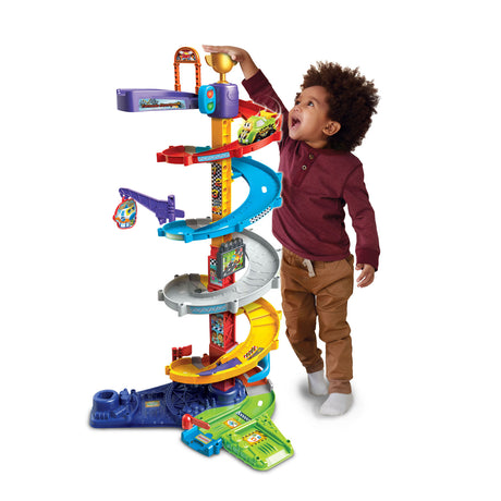 Vtech toot toot cars tornado stunt park - pista de autos de torre de carreras con auto de acrobacias sam - fomenta el juego de roles - regalo - 1 a 5 años