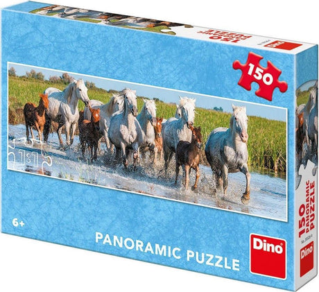 Dinotoys dino puzzle - panorama de caballos en el agua - 150 piezas
