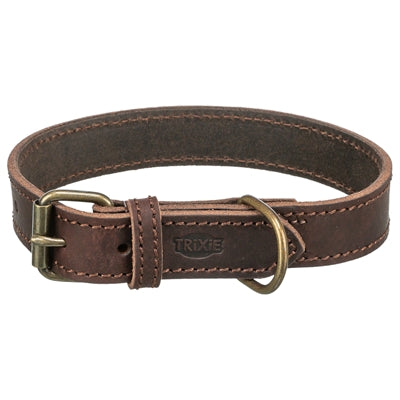 Trixie collar para perros rústico cuero gordo marrón oscuro
