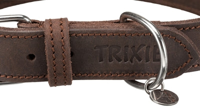 Trixie collar para perros rústico cuero gordo marrón oscuro