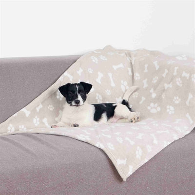 Trixie manta para perros kenny polar patas de hueso beige