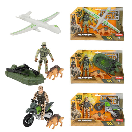 Toi-toys toi toys alfafox play set m militar con vehículo, perro y accesorios