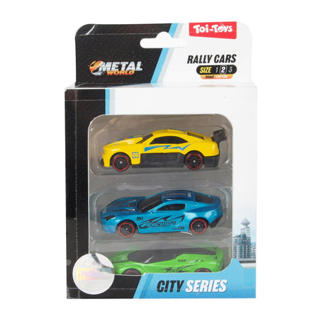 Toi-toys toi toys metal rally race car classic set de 3 piezas citie series
