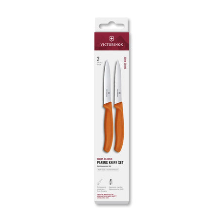 Victorinox cuchillo pelador liso + dentado 2 piezas naranja 10cm
