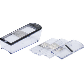 Juego de rallador y cepillo Westmark con 4 rejillas de corte y bandeja recogedora, plástico de acero inoxidable, técnico quadro, negro plateado transparente, 14352260