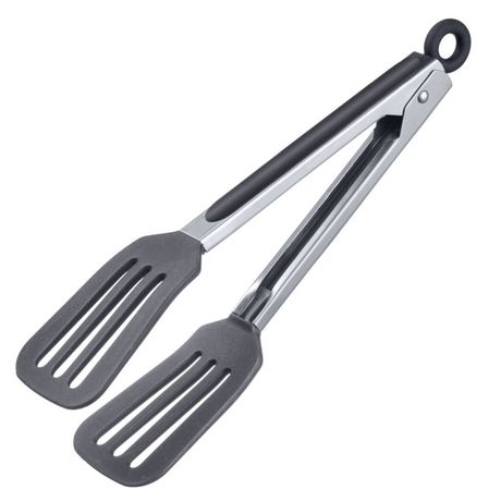 Pinza para servir Westmark, con hojas grandes de silicona y mangos de goma, longitud: 26,5 cm, acero inoxidable plástico silicona, Comfort Silicone mini, negro plateado, 16112270