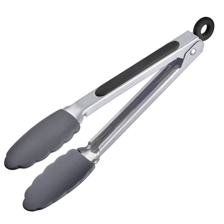 Pinza para servir Westmark, con cuencos de silicona y mangos de goma, longitud: 27 cm, acero inoxidable plástico silicona, midi de silicona clásico, negro plateado, 16172270