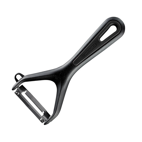 Pelador de verduras y espárragos Westmark con cortador, suave, hoja de acero inoxidable, con protector de hoja, color: negro, 28022270