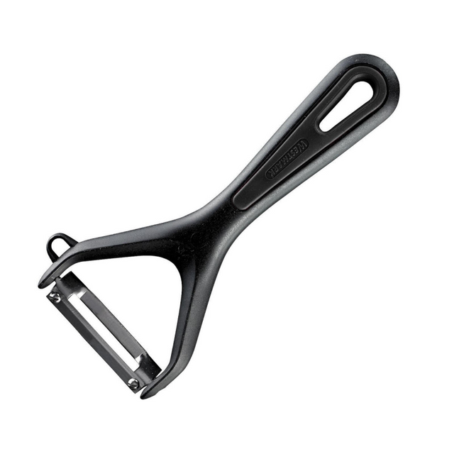 Pelador de verduras y espárragos Westmark con cortador, suave, hoja de acero inoxidable, con protector de hoja, color: negro, 28022270