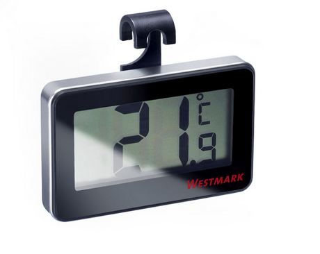 Termómetro digital para refrigerador Westmark, para medir la temperatura en la habitación o en el refrigerador, vidrio plástico, negro plateado, 52152280