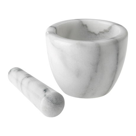 Mortero Westmark con mortero de mármol, alto, diámetro interior: aprox. 7,5 cm, gourmet, blanco gris, 69592260