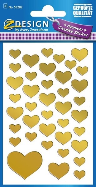 Avery av-53282 etiqueta de aluminio z-design creative paquete de 2 hojas de corazones dorados