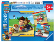 Ravensburger puzzle patrulla canina: héroes con pelo - 3x49 piezas - puzzle infantil