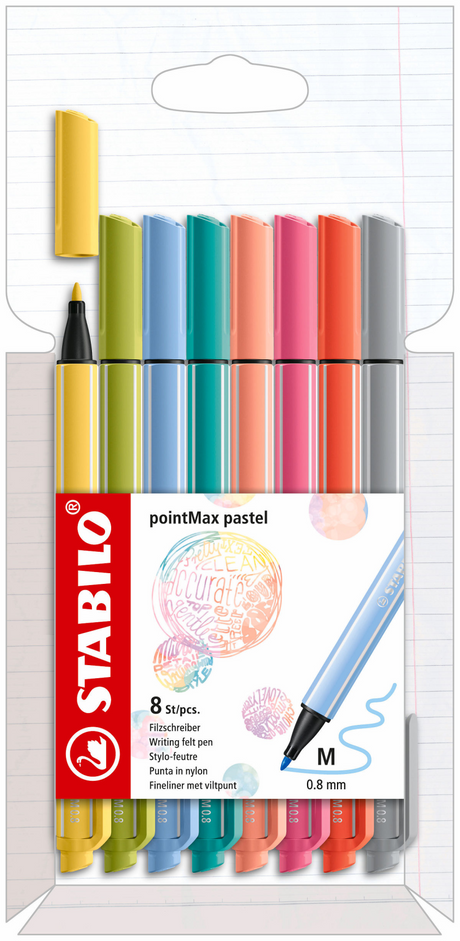 Estuche para lápices Stabilo pointmax pastel con rotuladores de 8 colores