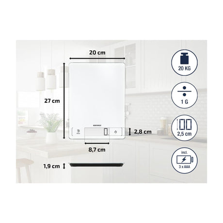 Báscula de cocina Leifheit soehnle page profi 300 - digital - precisión de 1 gramo - hasta 20 kg - blanco