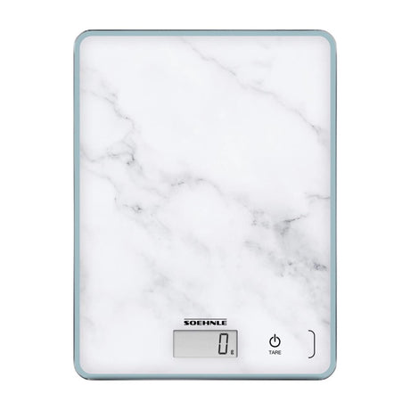 Báscula de cocina Soehnle compacta 300 - digital - precisión de 1 gramo - hasta 5 kg - aspecto mármol - blanco