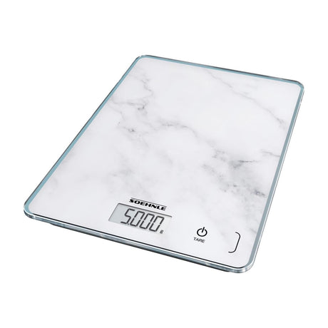 Báscula de cocina Soehnle compacta 300 - digital - precisión de 1 gramo - hasta 5 kg - aspecto mármol - blanco