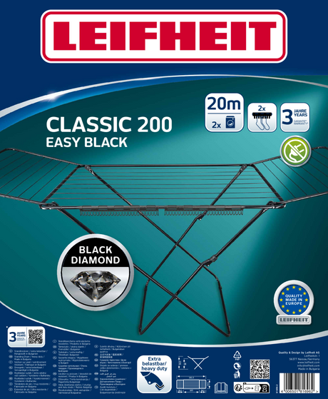 Tendedero Leifheit classic 200 easy negro