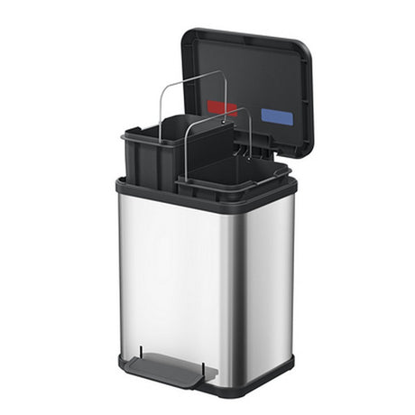 Cubo de basura Hailo öko duo plus m - separador de residuos - 2 x 9 l - acero inoxidable