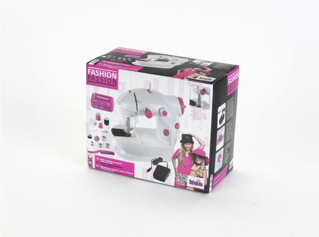 Máquina de coser para niños Klein Toys Fashion Passion - incl. todos los suministros - blanco rosa