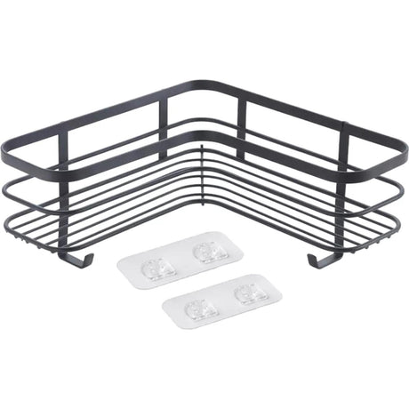 Estante esquinero de ducha Metaltex origin lava touch 25x25x13cm negro mate (colgado sin taladrar)