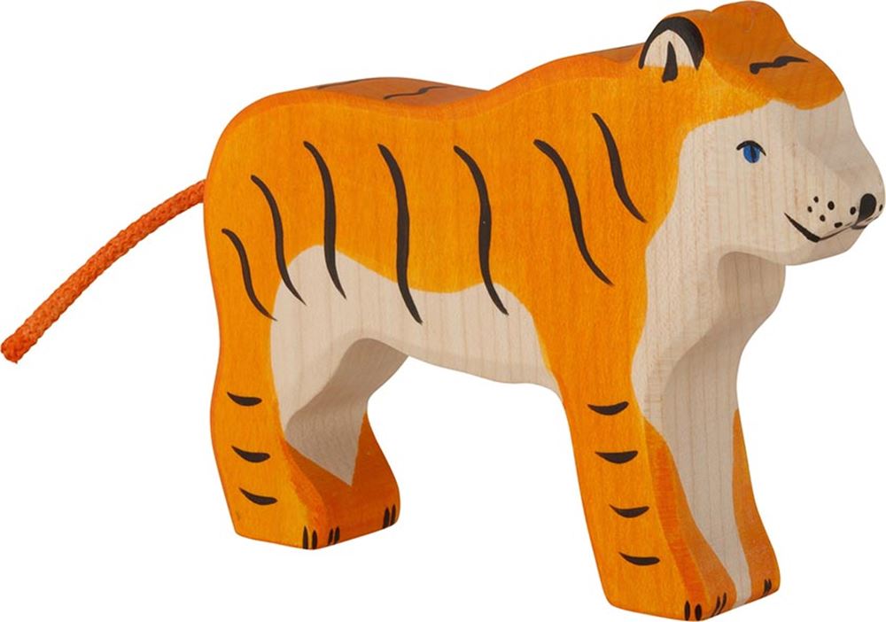 Tigre Holztiger, de pie. 14cm.