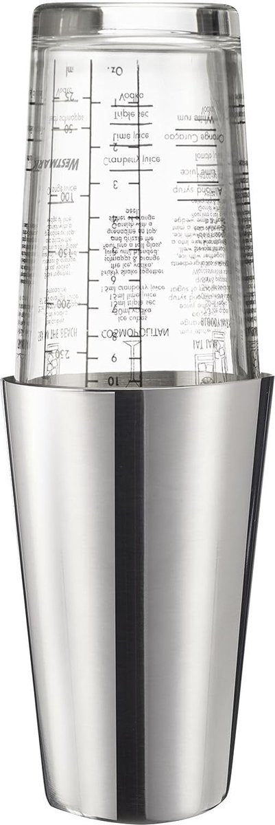 Westmark boston shaker boogie - coctelera con báscula, batidora de cócteles profesional, accesorios de bar, recetas incluidas - acero inoxidable, 350 ml