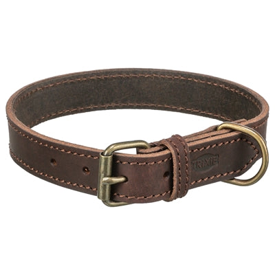 Trixie collar para perros rústico cuero gordo marrón oscuro