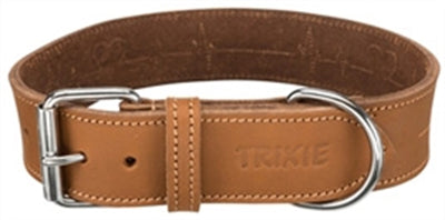 Trixie collar para perros rústico cuero gordo latido marrón