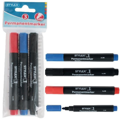 Rotuladores permanentes Stylex 3 piezas