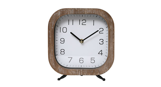 Table clock ibud 21x6x23cm brown white