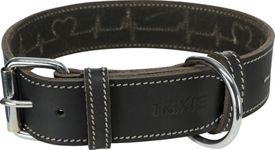Trixie collar para perros rústico cuero gordo latido del corazón negro