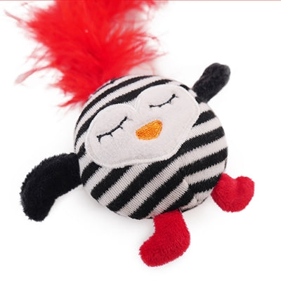 Pingüino rayado de varilla de gato de palisandro con pluma