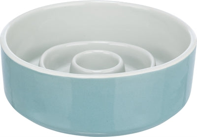 Trixie cuenco de comida alimentación lenta cerámica gris azul