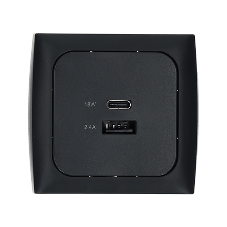 Toma de carga USB C-line con USB-A y USB-C con marco opal antracita